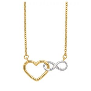 14K Two-tone Gold Heart with Infinity Symbol Necklace